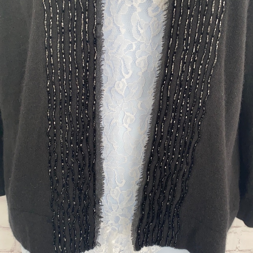 J.Crew lambs wool Vintage beaded black cardigan size XL - Picture 5 of 11